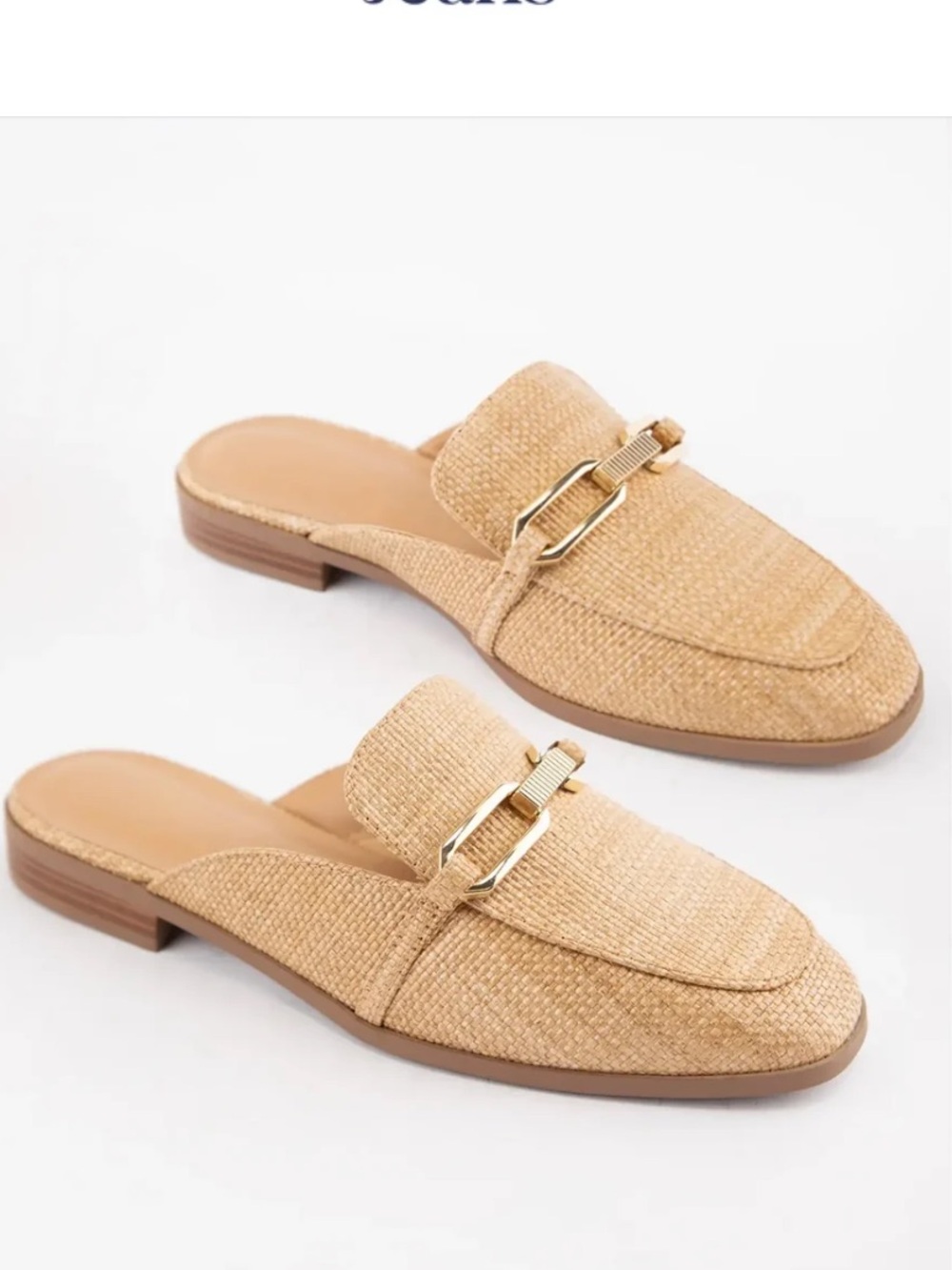Eleanor Mule Loafers in Natural Tan Gold Hardware Women 8 1/2 8.5 NEW